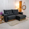 Sofá Retrátil Reclinável Barcelona 2.50m Veludo Preto 322 - D33 e Molas Ensacadas - Imagem 2