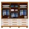 Guarda-roupa Casal Athenas Nature/Off 3 Portas 9 Gavetas C/ Espelho e Pés 100% MDF Larg. 1.80m - Bianchi - Imagem 2