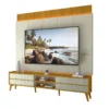 Rack Magnífico 212 Larg. 2.18m + Painel Magnífico 220 Nature/Off C/LED e Detalhe Ripado - Gelius - Imagem 2