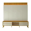 Rack Magnífico 212 Larg. 2.18m + Painel Magnífico 220 Nature/Off C/LED e Detalhe Ripado - Gelius - Imagem 3