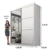 Guarda-roupa Atenas Branco 2 Portas C/ 1 Espelho 3 Gavetas 100% MDF Larg. 1.85m - D'Doro - Imagem 3