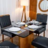 Mesa de Jantar Moscou 120x80 Vidro Preto/Base Cinamomo - Minas Plac + 4 Cad. Genova Veludo Cinza 507 Madeira Art Assentos - Imagem 2