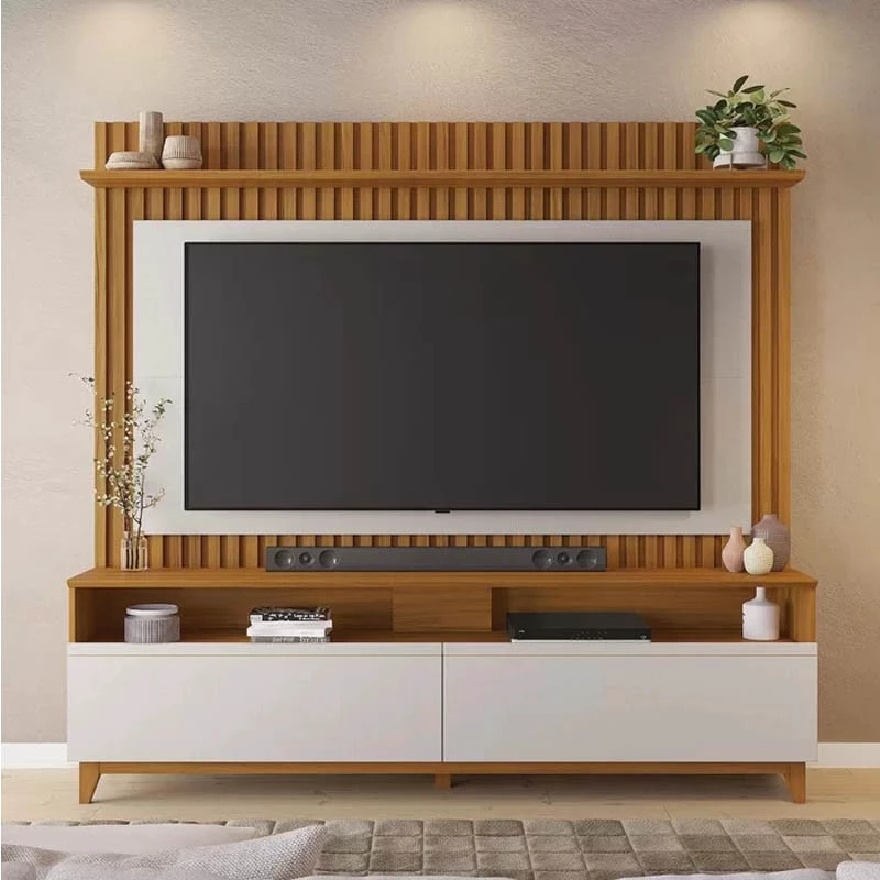 Home NT 1340 Larg. 1.83m Freijó/Off Ripado para TV até 65" - Notável