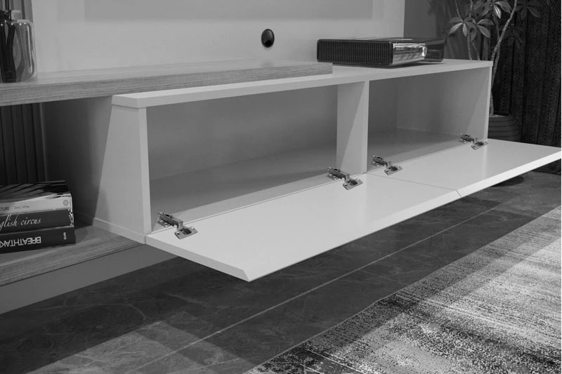 Home Suspenso Los Angeles Larg. 1.60m Cinamomo/Off para TV até 60" - Valdemóveis - Imagem 2