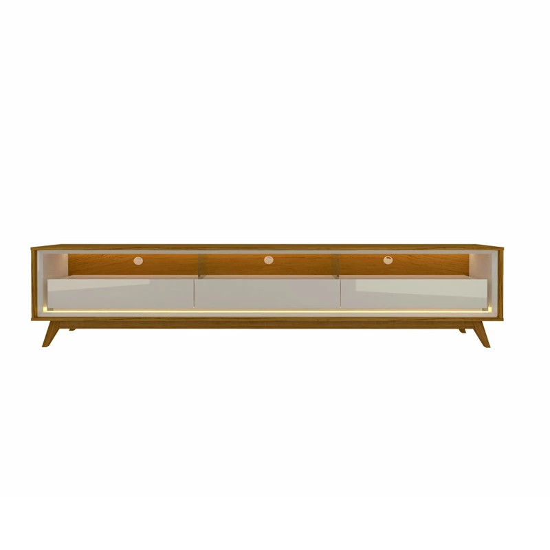 Rack Requinte Larg. 2.12m Naturale/off C/ Led 100% MDF para TV até 75" - Gelius - Imagem 3