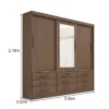 Guarda-roupa Casal Meridian Gold Castanho 3 Portas 9 Gavetas C/ 1 Espelho Larg. 2.00m - D Doro - Imagem 3