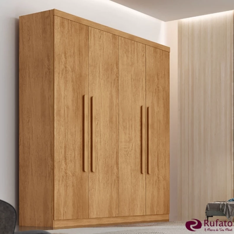 Guarda-roupa Império Nature 4 Portas 3 Gavetas Larg. 1.80m 100% MDF Rufato - Oferta