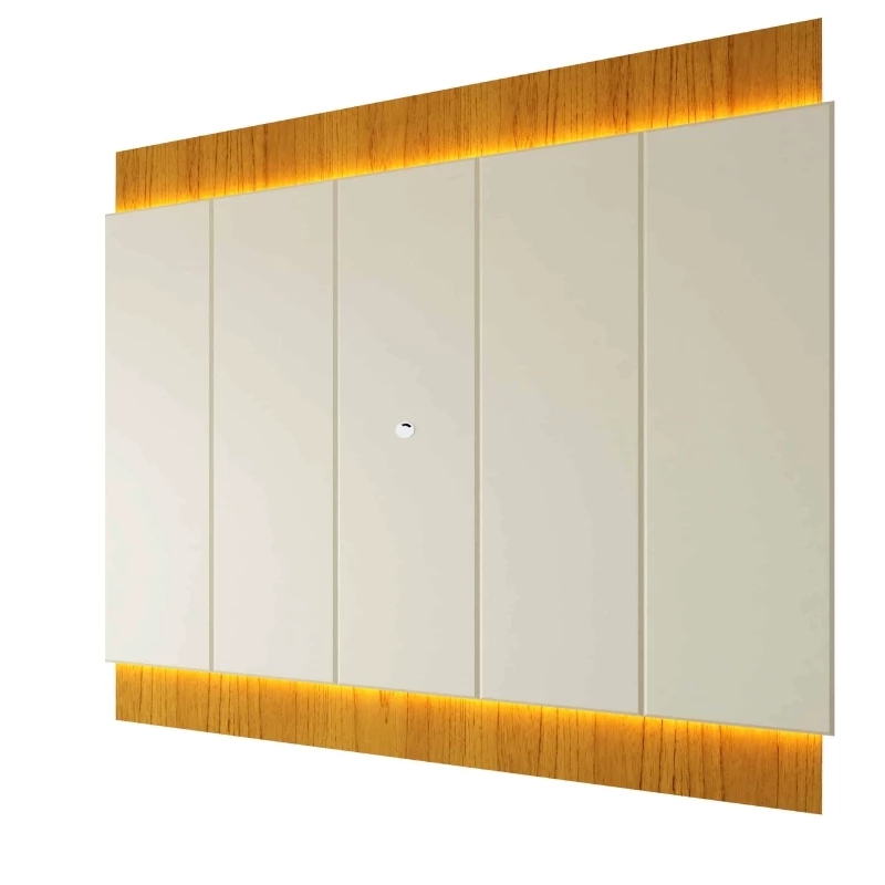 Painel Magnífico 220 Larg. 2.18m Nature/Off C/LED e Detalhe Ripado para TV até 70" - Gelius - Imagem 4