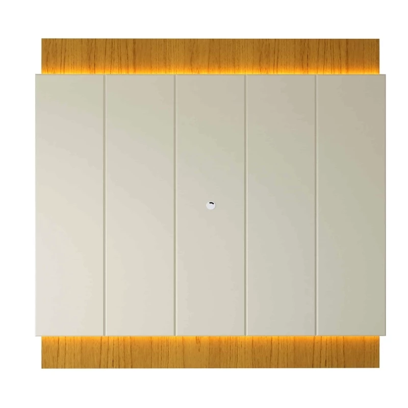 Painel Magnífico 220 Larg. 2.18m Nature/Off C/LED e Detalhe Ripado para TV até 70" - Gelius - Imagem 3