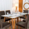 Mesa de Jantar Siena 160x90 Vidro Off/Base Madeira + 6 Cad. Lisboa Veludo Marrom 509 Madeira Art Assento - Imagem 2