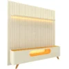 Rack Nobre Larg. 2.10m Off/Naturale + Painel Nobre Larg. 2.30m Off Ripado C/ Led 100% MDF para TV até 85" - Gelius - Imagem 2