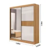 Roupeiro Atenas Ripado Cinamomo/Off 2 Portas C/ 1 Espelho 100% MDF Larg. 1.85m - D'Doro - Imagem 3