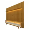 Rack Requinte Larg. 2.12m Naturale/off + Painel Nobre Larg. 2.30m Naturale Ripado C/ Led 100% MDF TV até 85" - Gelius - Imagem 2