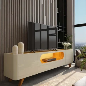 Rack Nobre Larg. 2.10m Off/Naturale C/ Led 100% MDF para TV até 70" - Gelius