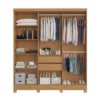 Guarda-roupa Casal Cabo Frio 6 Portas Ripado 100% MDF Nature/Off Larg. 1.80m - Bianchi - Imagem 2