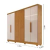 Guarda-roupa Casal Cabo Frio 6 Portas Ripado 100% MDF Nature/Off Larg. 1.80m - Bianchi - Imagem 3