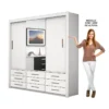 Guarda-Roupa Casal Anjos Branco 3 Portas 9 Gavetas C/ 1 Espelho Larg. 1.91m - Carioca - Imagem 4