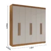 Guarda-roupa Casal Recife Cinamomo/Off 6 Portas Larg. 1.80m - Sallêto - Imagem 2