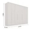 Guarda-roupa Recife Branco 8 Portas 4 Gavetas Larg. 2.41m - Sallêto - Imagem 2