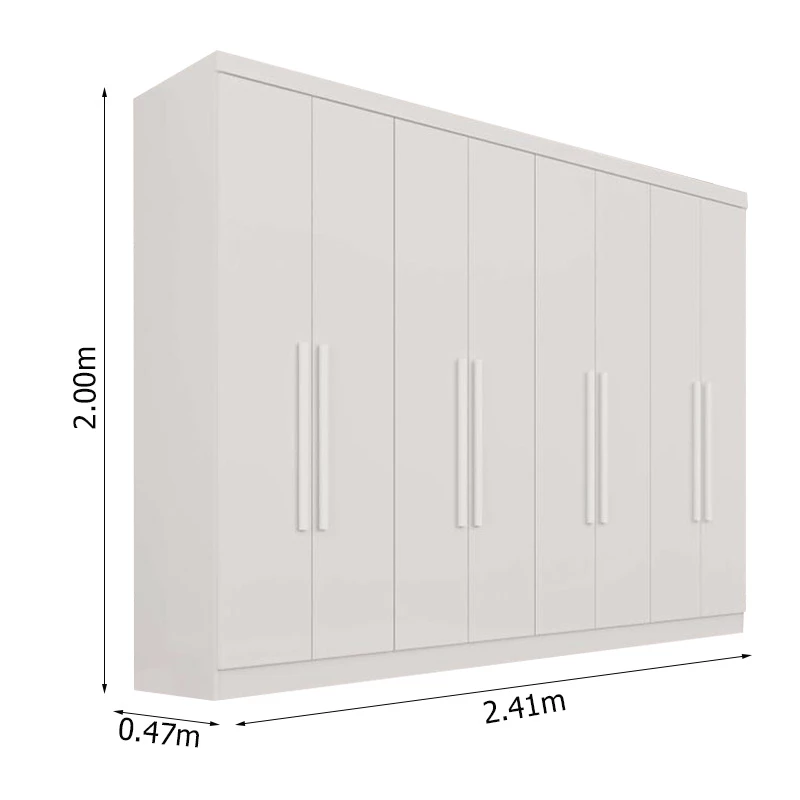Guarda-roupa Recife Branco 8 Portas 4 Gavetas Larg. 2.41m - Sallêto - Imagem 2