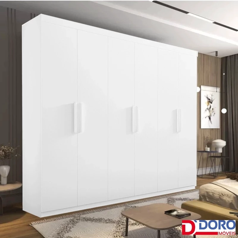 Guarda-roupa Casal Colibri Branco 6 Portas 6 Gavetas Larg. 2.05m - D Doro