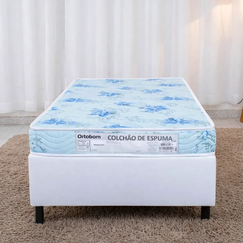 Box Solteiro Korino Branca Ortobel + Colchão Solteiro Dream Soft 100% Espuma D-20 88×188x49 - Ortobom - Imagem 2