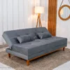 Sofá Cama Madrid Veludo Cinza 2303 Larg. 1.80m - Molas Bonnel - Imagem 3