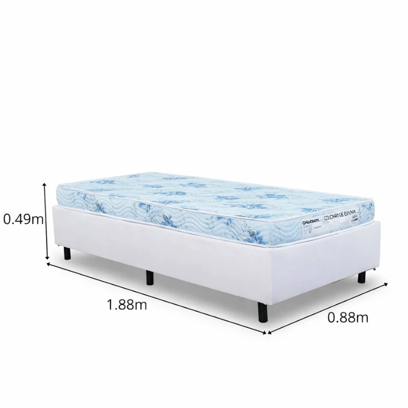 Box Solteiro Korino Branca Ortobel + Colchão Solteiro Dream Soft 100% Espuma D-20 88×188x49 - Ortobom - Imagem 3