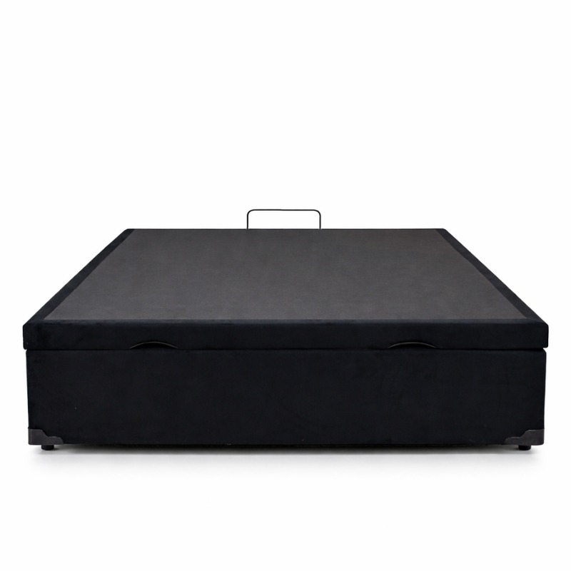 Base Box Baú Casal Prime Confort Sued Preto Blindado 138x188x45 - Issacar - Imagem 3