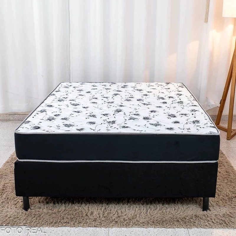 Colchão Casal Santé 100% Espuma D33 Alt. 20 Nosso Sonho + Box Casal Sued Preto Ortobel - 138x188x57 | Suporta até 240kg - Imagem 4