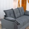 Sofá 3 Lugares Petra Veludinho Cinza Larg. 1.70m - Imagem 4
