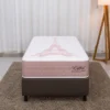 Colchão Solteiro Eiffel Molas Ensacadas Rosa Anjos + Box Solteiro Korino Marrom Ortobel - Imagem 3
