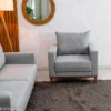 Sofá 3 lugares Felícia 1.82m Linho Cinza + Poltrona Runa Linho Cinza - Imagem 3