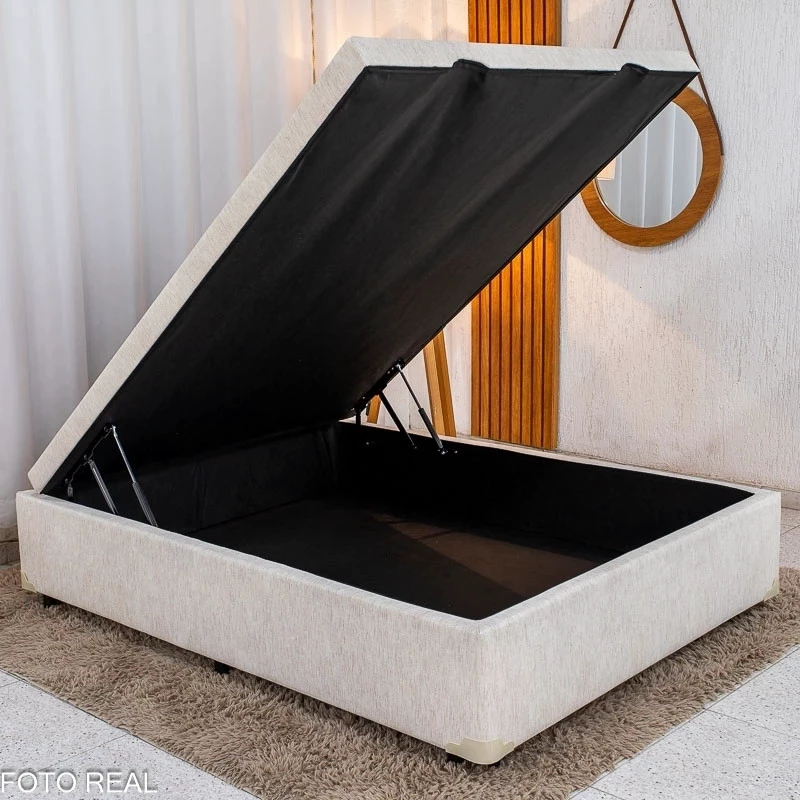 Colchão Casal Uberaba Espuma Viscoelástica ColchoMinas + Box Baú Casal Prime Confort Korino Linho Palha Blindado Issacar - 138x188x75 | Suporta até 300kg - Imagem 3