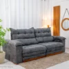 Sofá Retrátil Reclinável Itauna 2.50m Chenille Grafite 573 - Molas Ensacadas - Imagem 3