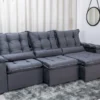 Sofá Retrátil Reclinável Grécia 2.70m Veludo Cinza - Sem Caixa - Imagem 3