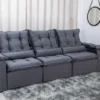 Sofá Retrátil Reclinável Grécia 2.70m Veludo Cinza - Sem Caixa - Imagem 4