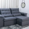 Sofá Retrátil Reclinável Emanuelly 2.00m Veludo Cinza 20 - Imagem 2