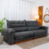 Sofá Retrátil Reclinável Itauna 2.90m Chenille Grafite 573 - Molas Ensacadas - Imagem 3