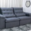Sofá Retrátil Reclinável Emanuelly 2.00m Veludo Cinza 20 - Imagem 3