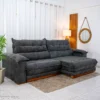 Sofá Retrátil Reclinável Itauna 2.90m Chenille Grafite 573 - Molas Ensacadas - Imagem 4