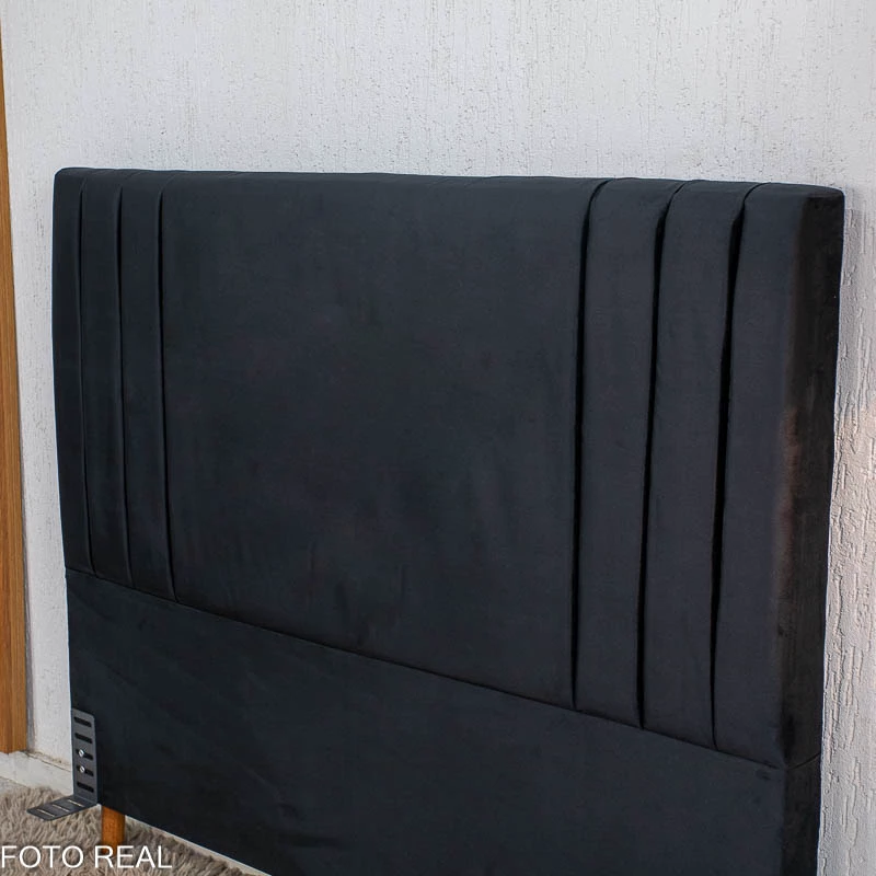 Cabeceira Casal Portinari Veludo Preto Larg. 1.40m - Imagem 2