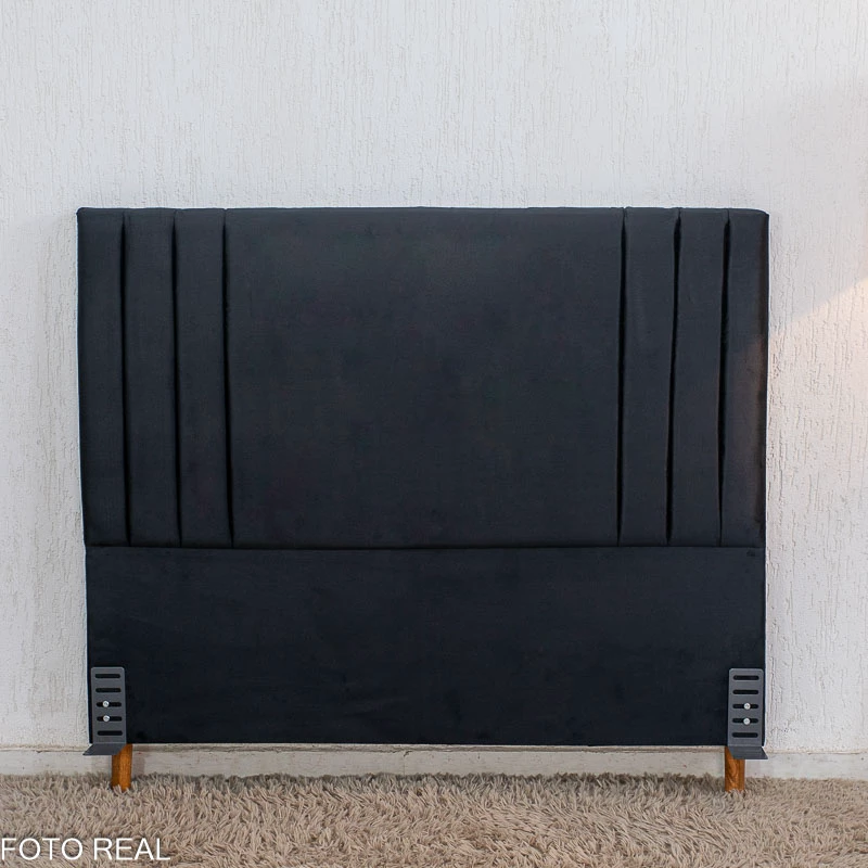 Cabeceira Casal Portinari Veludo Preto Larg. 1.40m - Imagem 3