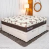 Box Baú Queen Prime Confort Korino Linho Palha Blindado - Issacar + Colchão Queen Prime Light Marrom 158x198x75 Molas Ensacadas Orthoprime