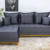 Sofá 3 Lug. Milão C/Chaise Lado Direito Veludo Cinza 814 Larg. 2.30m - Molas Ensacadas - Imagem 2