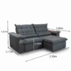 Sofá Retrátil Reclinável Emanuelly 2.30m Veludo Cinza 20 - Imagem 2
