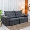 Sofá Retrátil Reclinável Emanuelly 2.30m Veludo Cinza 20 - Imagem 3