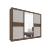 Roupeiro Casal Los Angeles Castanho/Off 3 Portas 6 Gavetas C/ 1 Espelho Detalhe Ripado Portas Flex 100% MDF Larg. 2.73m - D Doro - Imagem 3