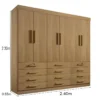 Guarda-Roupa Casal Mônaco 6 Portas 12 Gavetas Cinamomo Larg. 2.40m D Doro - Imagem 5