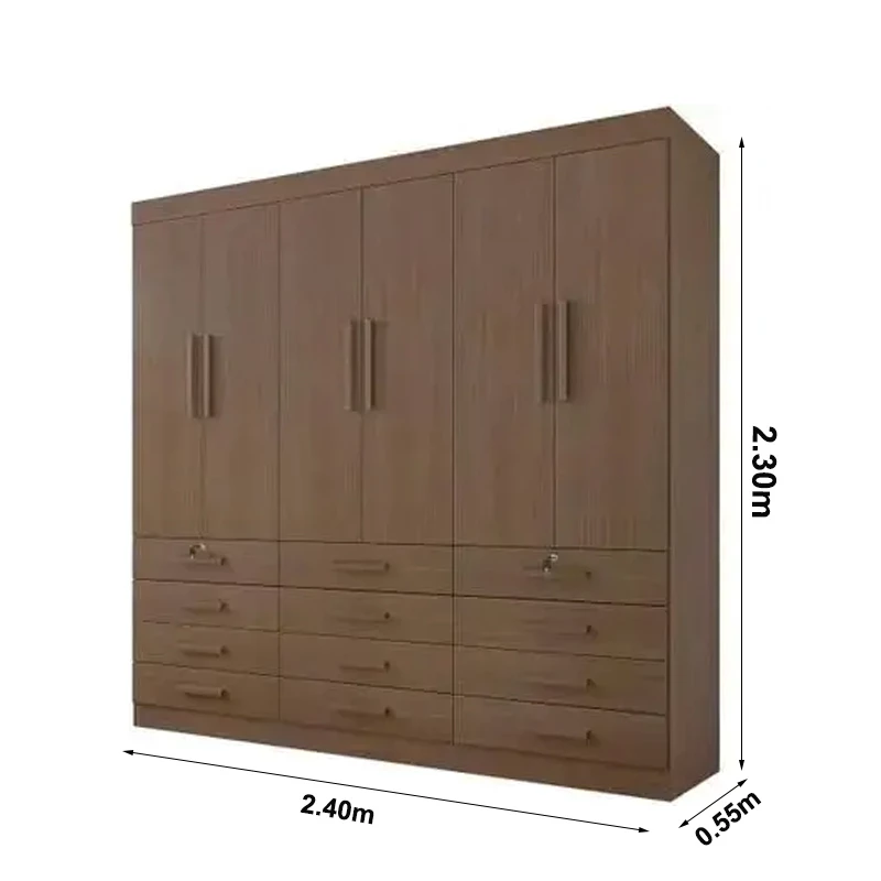 Guarda-roupa Casal Mônaco Castanho 6 Portas 12 Gavetas Larg. 2.40m - D Doro - Imagem 5